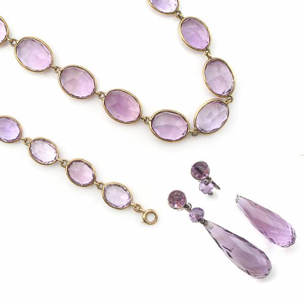 Appraisal: A collection of amethyst silver and k gold jewelry including