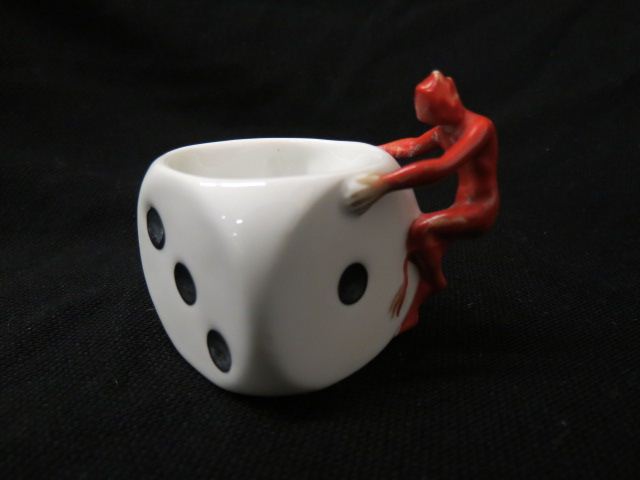 Appraisal: Royal Bayreuth Devil Dice Figural DemitasseCup excellent