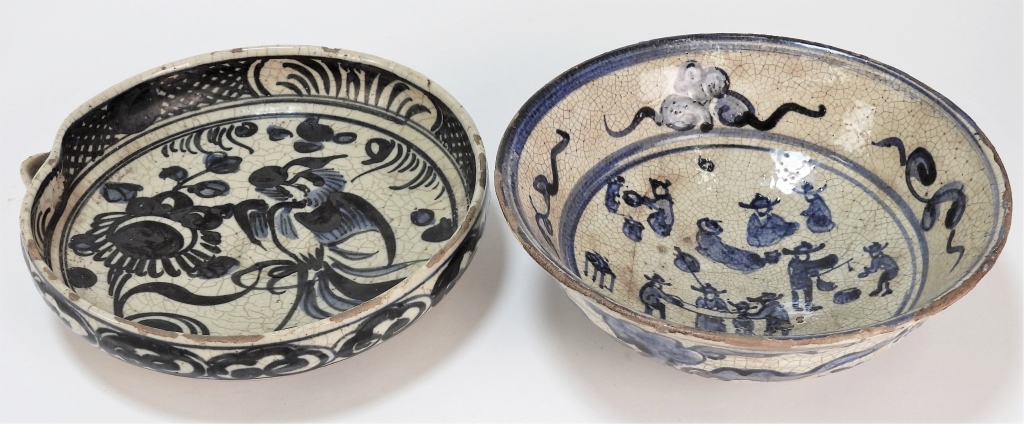 Appraisal: PC JAPANESE BLUE WHITE POTTERY BOWLS Japan - th CenturyIncludes