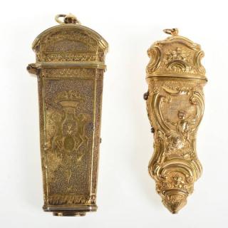 Appraisal: antique Continental gilt metal etui cases th th c one