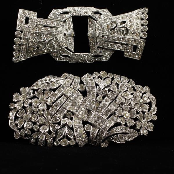 Appraisal: Lot of Art Deco Diamante Duette Brooches Clip Mates Coro