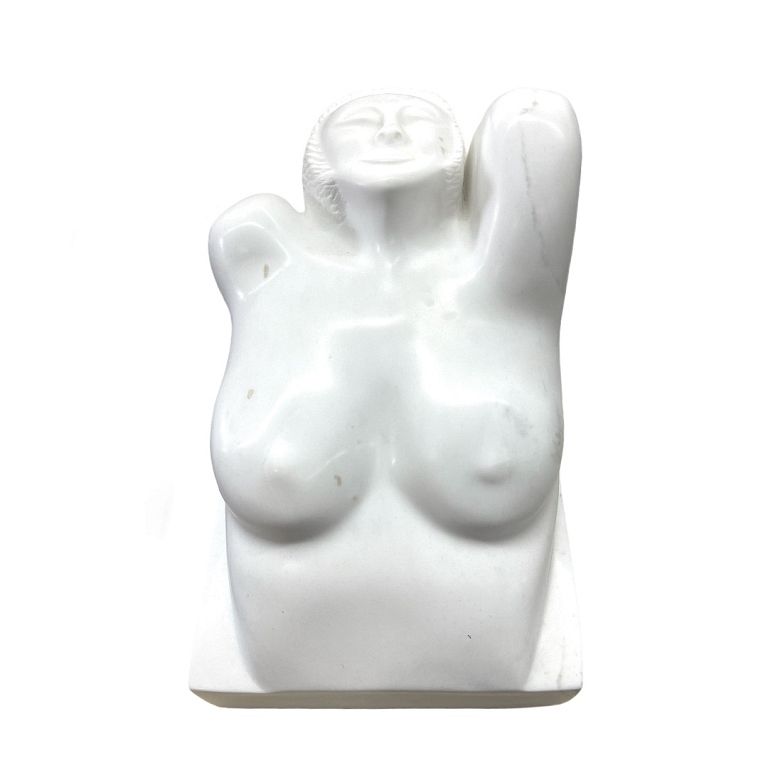 Appraisal: White Nude Alabaster Sculpture Unknown artist th century carved white