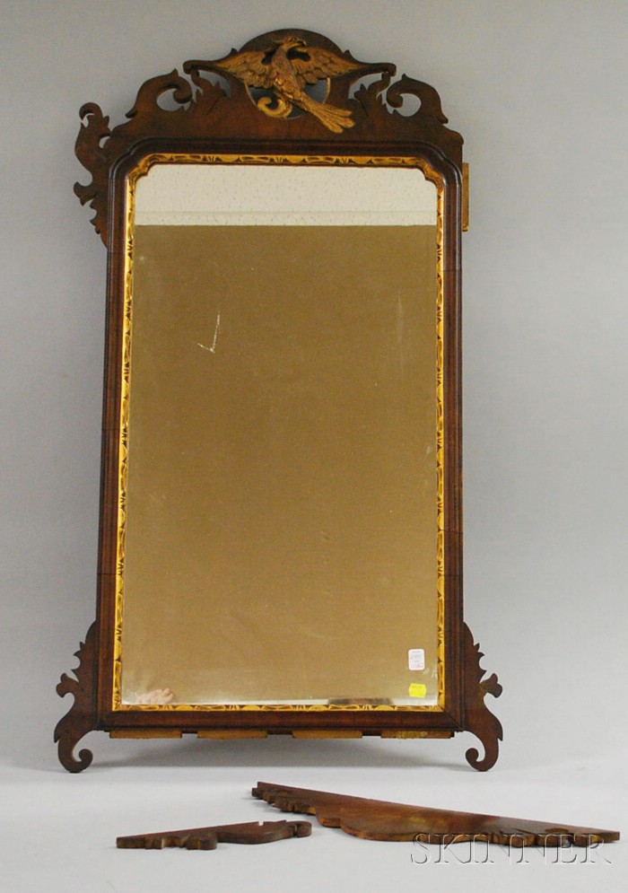 Appraisal: Chippendale-style Carved Giltwood and Mahogany Veneer Mirror approx lg in