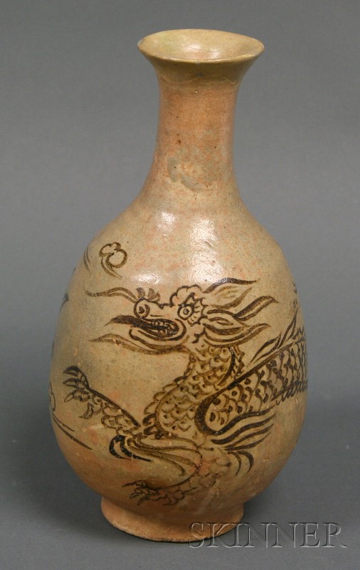 Appraisal: Stoneware Vase Korea th century wine bottle with underglaze decoration