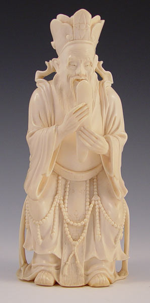 Appraisal: CHINESE CARVED IVORY IMMORTAL SAGE Carved from one piece of