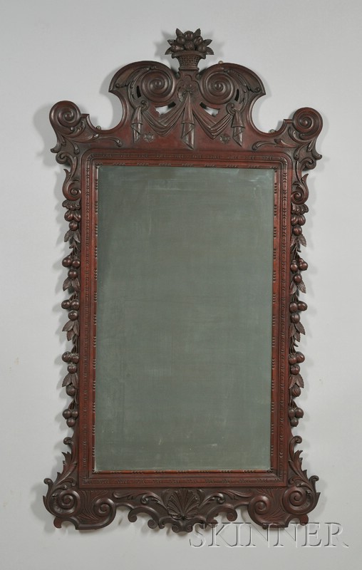 Appraisal: Large Georgian-style Carved Mahogany Mirror late th early th century