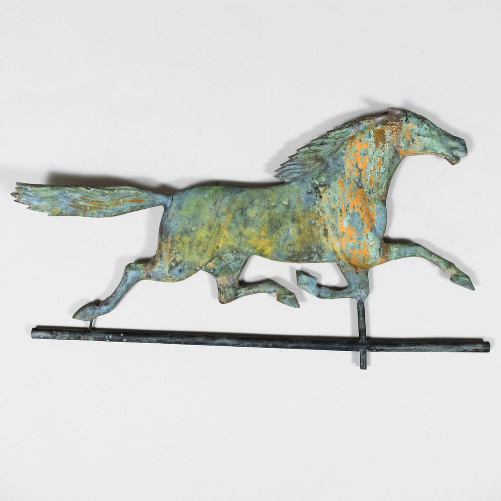 Appraisal: American Copper Running Horse Weathervane On stand x x in