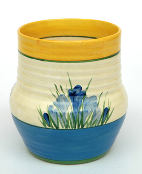 Appraisal: A CLARICE CLIFF BIZARRE BLUE CROCUS PATTERN VASE Circa Baluster