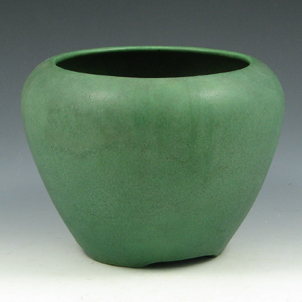 Appraisal: Roseville Matte Green - Jardiniere Roseville Matte Green - footed