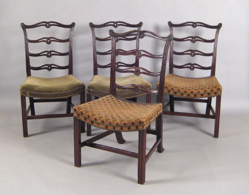 Appraisal: Set of four George III mahogany ribbonback dining chairs ca