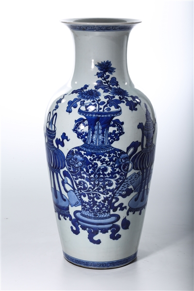 Appraisal: Chinese blue and white porcelain vase depicting censers and vases