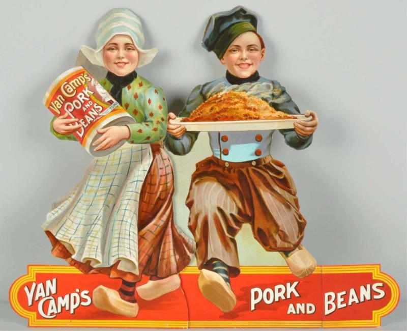 Appraisal: Cardboard Van Camp's Pork Beans Die-Cut Sign Description Circa s