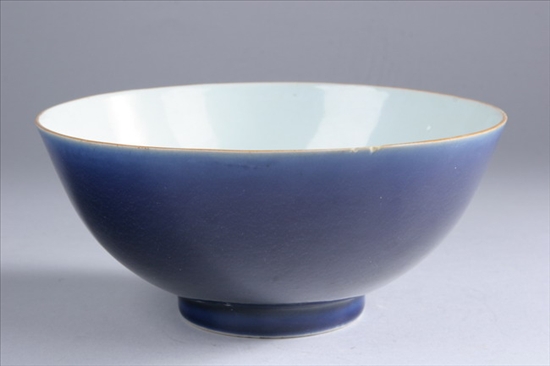 Appraisal: CHINESE MONOCHROME BLUE PORCELAIN BOWL Qianlong mark and period -