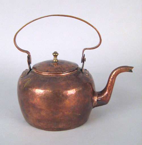 Appraisal: Pennsylvania copper kettle late th c stamped B Harbeson h