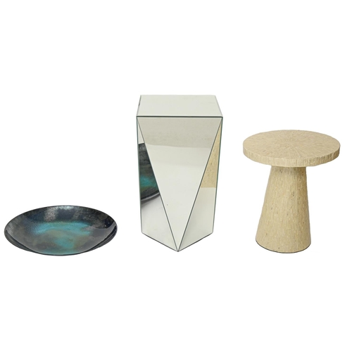 Appraisal: An iridescent cream faux tiled mushroom table cm h a