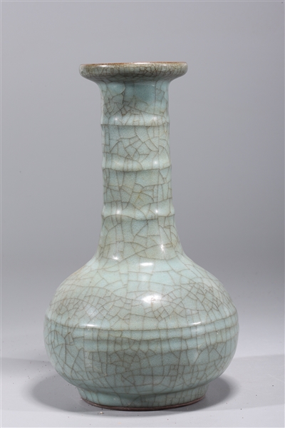 Appraisal: Chinese celadon crackle glazed porcelain vase with molded concentric circles