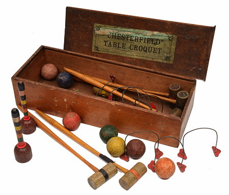 Appraisal: AN OLD 'CHESTERFIELD' TABLE CROQUET SET by F H Ayres