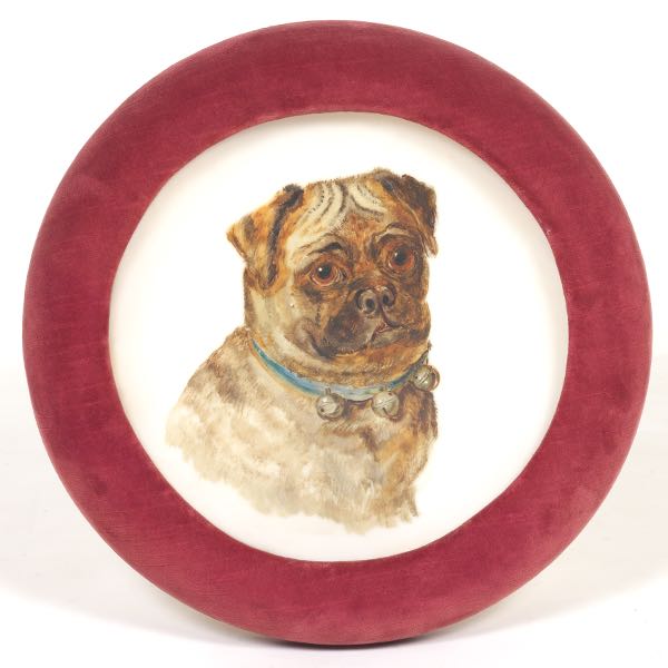 Appraisal: VICTORIAN BRISTOL GLASS CONCAVE PLAQUE OF BULLDOG x Blown concave