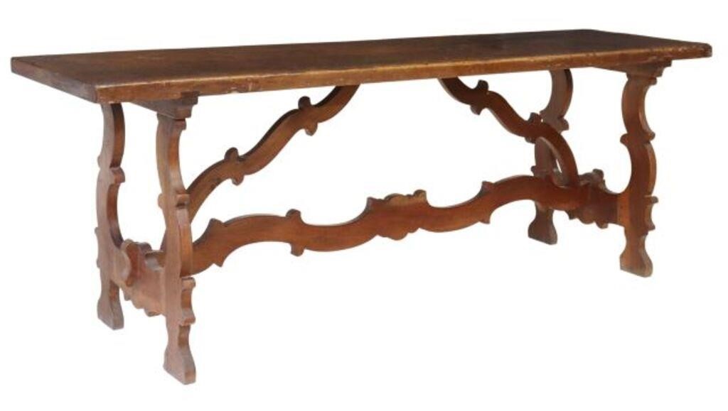 Appraisal: Spanish Baroque style single plank top table th c rectangular