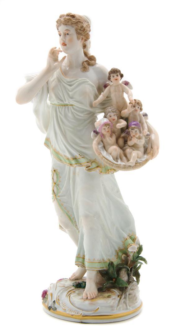 Appraisal: Meissen Porcelain Figural Group depicting a maiden holding a basket