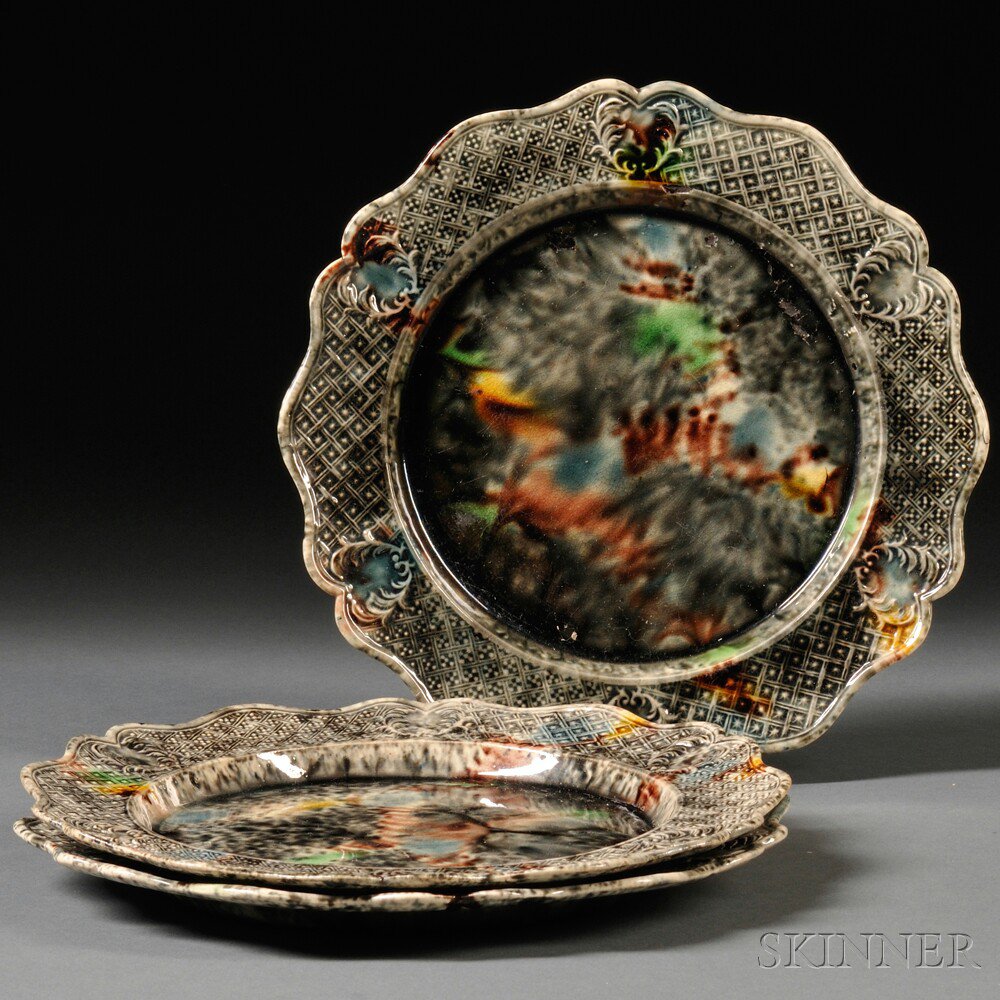 Appraisal: Three Similar Staffordshire Cream-colored Earthenware Plates England mid- th century