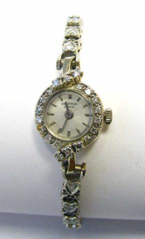 Appraisal: Universal brand Swiss lady's wristwatch K white gold marked on