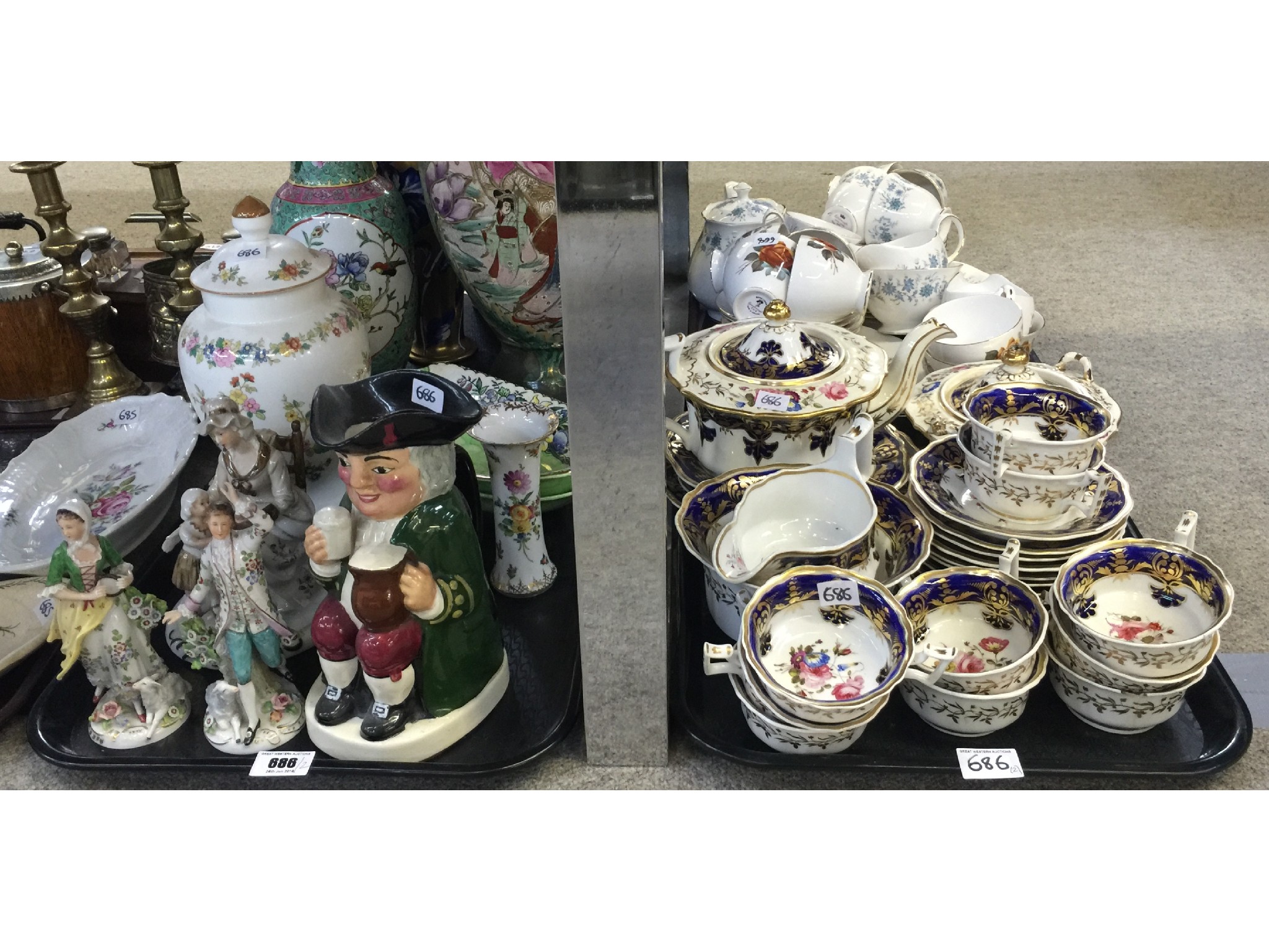 Appraisal: Handpainted Victorian teaset pair of continental figures and other items