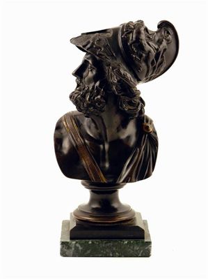 Appraisal: A th century bronze bust of Pericles on a turned