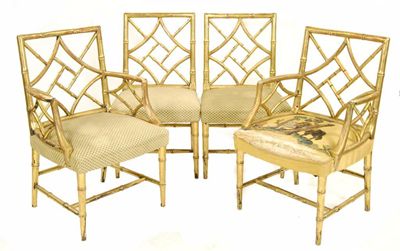 Appraisal: A set of four gilt wood simulated bamboo chairs in