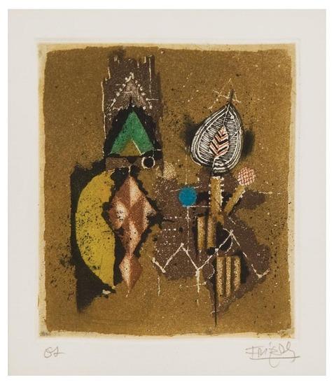 Appraisal: Johnny Friedlaender - Composition VI print Aquatint printed in colors