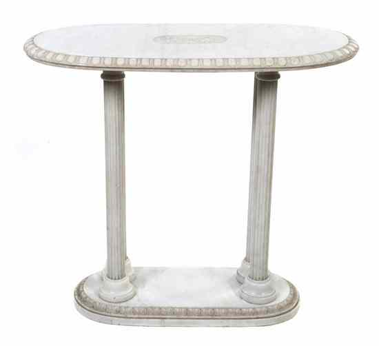 Appraisal: A Continental Marble Pedestal Table having a rectangular top with