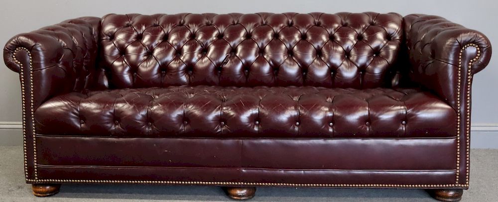 Appraisal: Vintage And Quality Leather Chesterfield Sofa From a Greenwich CT