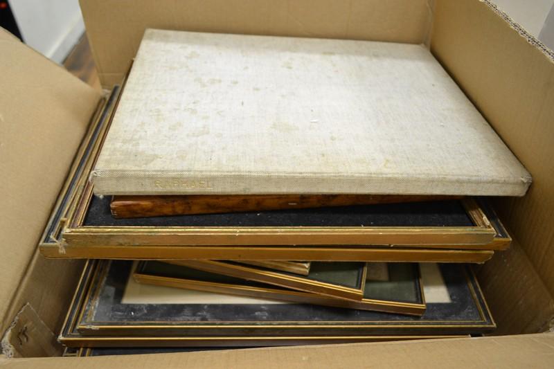 Appraisal: BOX OF FRAMED HAND-TOUCHED PLATES