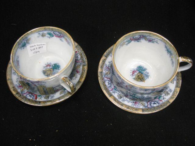 Appraisal: Pair of Staffordshire Peking Pattern ironstone cups saucers