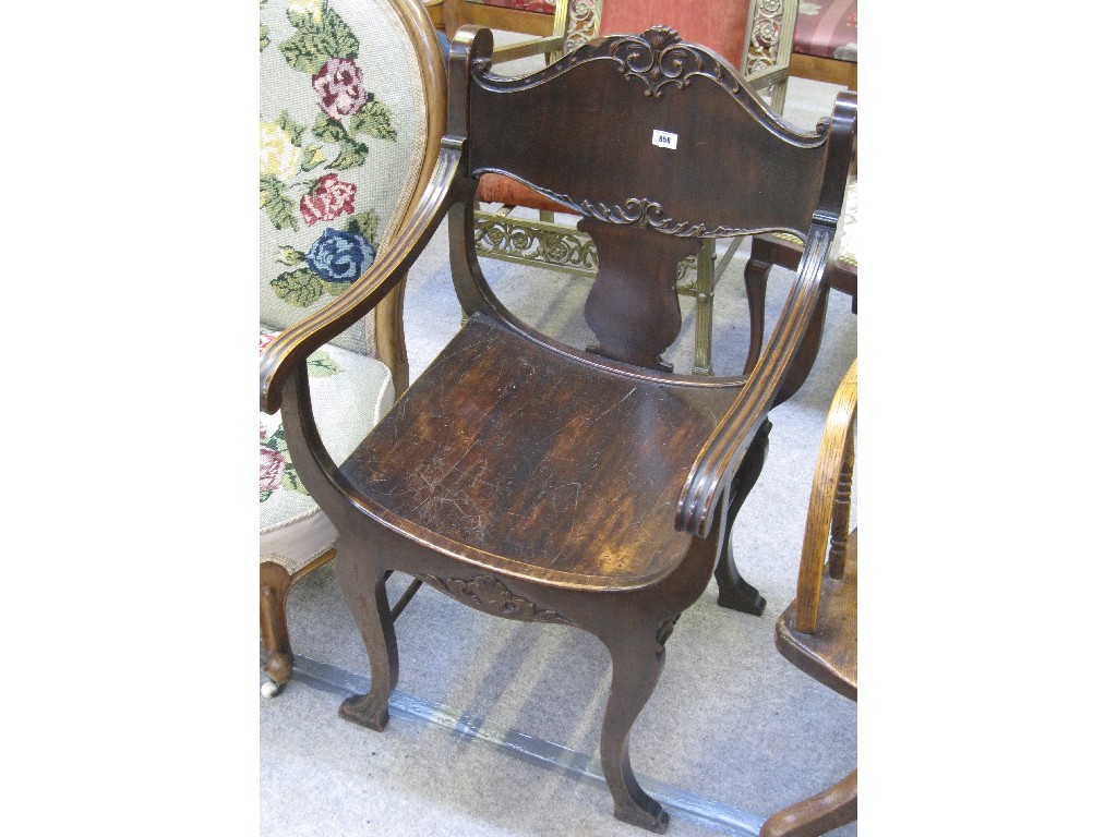 Appraisal: Tudor style hall chair with bucket seat