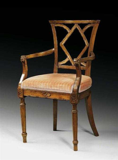 Appraisal: FAUTEUIL AUX TETES DE BELIERS Directoire Paris circa Beech richly