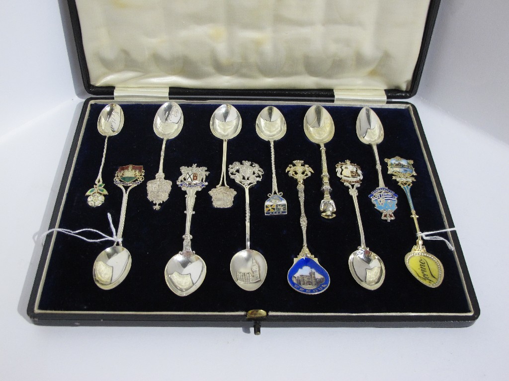 Appraisal: A lot comprising twelve assorted silver souvenir spoons