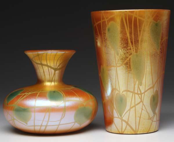 Appraisal: DURAND Two vases with green hearts and vines on gold