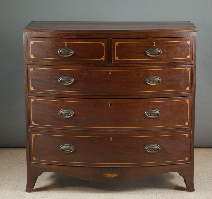 Appraisal: GEORGE III MAHOGANY BOW-FRONT CHEST OF DRAWERS English early th