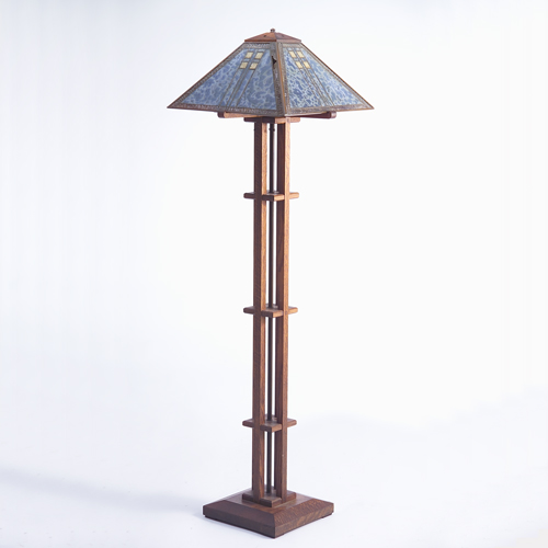 Appraisal: Aurora Studios floor lamp with Dard Hunter inspired leaded glass