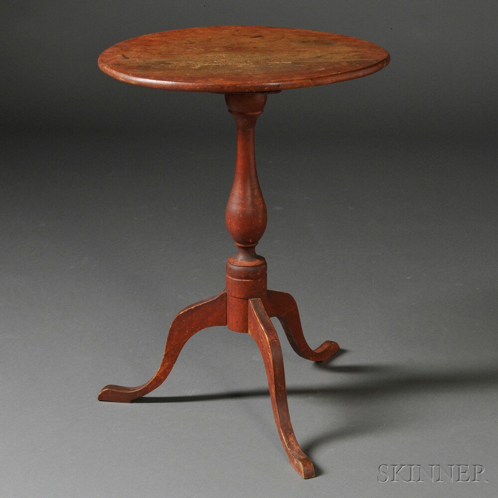 Appraisal: Queen Anne Red-painted Birch Candlestand New England late th century