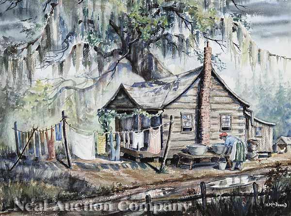 Appraisal: H MacDonald American th c Wash Day watercolor on paper