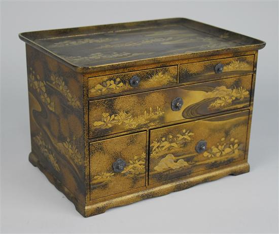 Appraisal: JAPANESE LACQUER FIVE DRAWER BOX height inches width inches depth