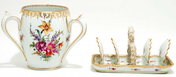 Appraisal: Two pieces of Dresden porcelain with gilt and polychrome floral