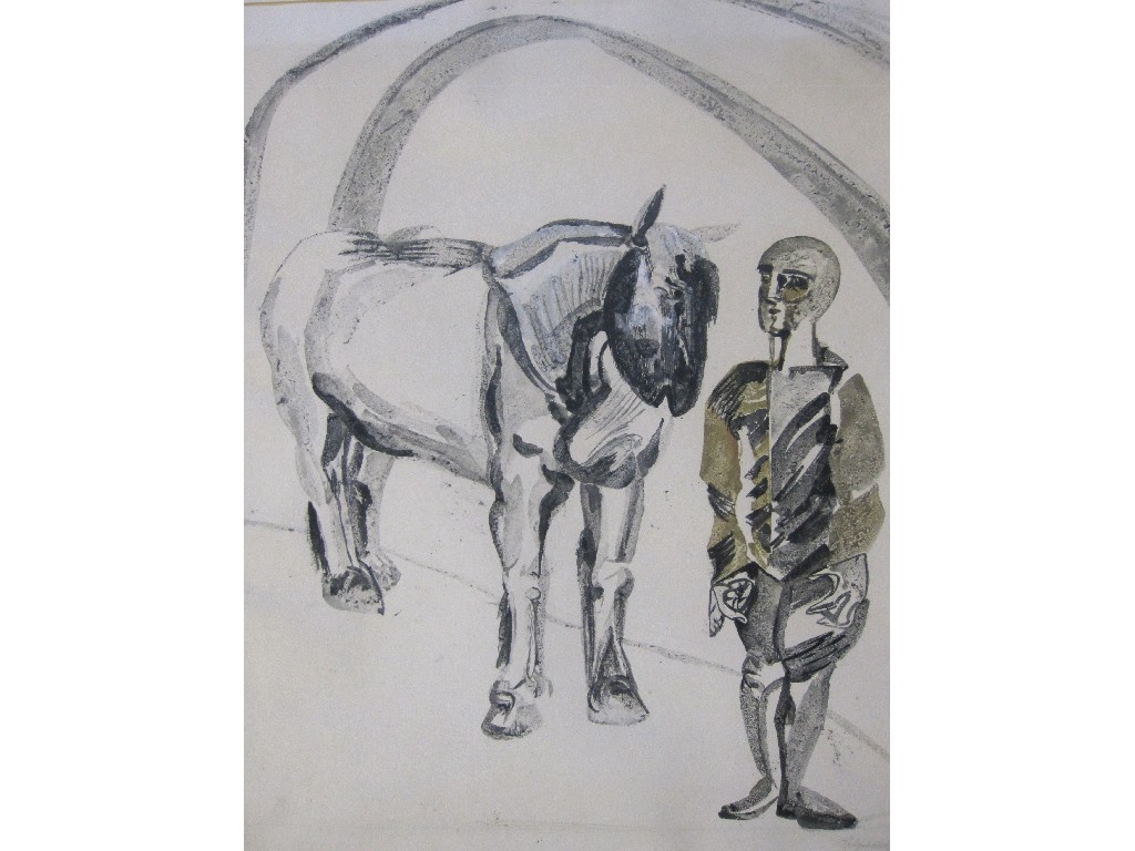 Appraisal: ROBERT COLQUHOUN - Lithograph enhanced with white body colour 'Man