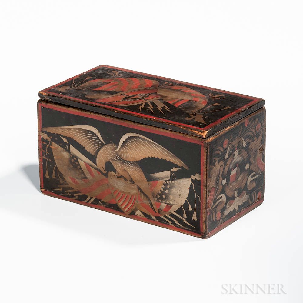 Appraisal: Stencil-decorated Box Stencil-decorated Box th century the lid with panoply