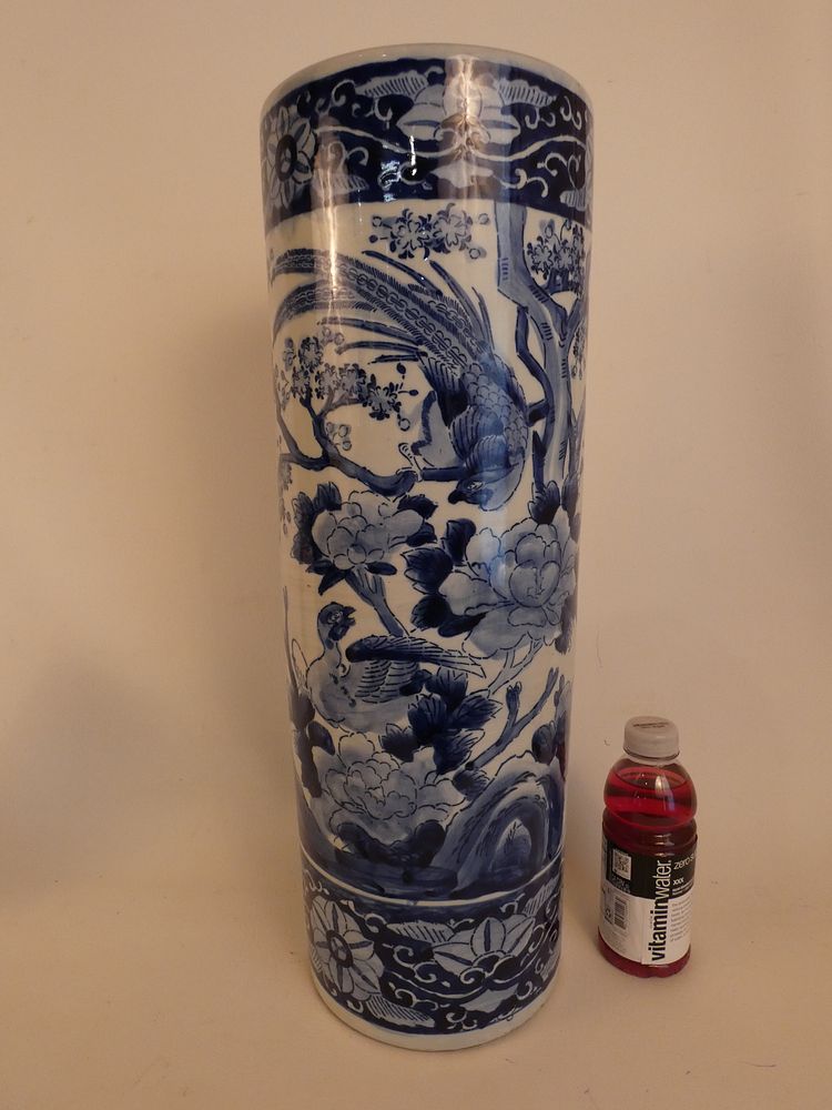 Appraisal: CHINESE BLUE WHITE UMBRELLA STAND Old Chinese blue and white