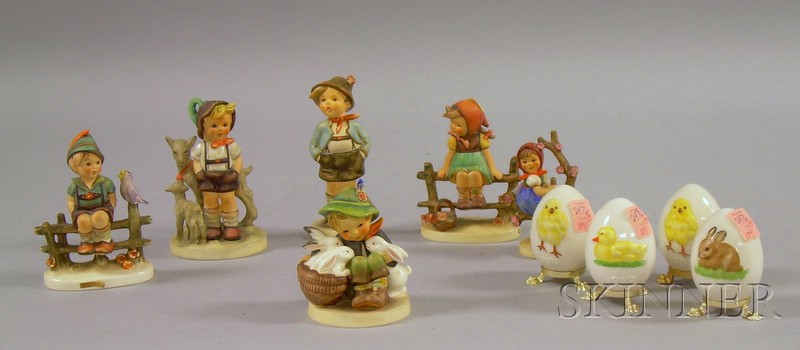 Appraisal: Six Hummel Ceramic Figures and Four Goebel Ceramic Easter Eggs