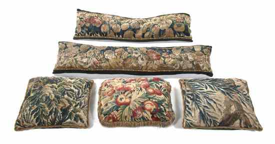 Appraisal: A Collection of Five Aubusson Tapestry Pillows comprising varying sizes