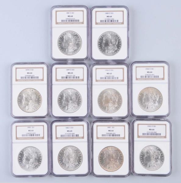 Appraisal: Lot Of Morgan Silver Dollars All graded by NGC S